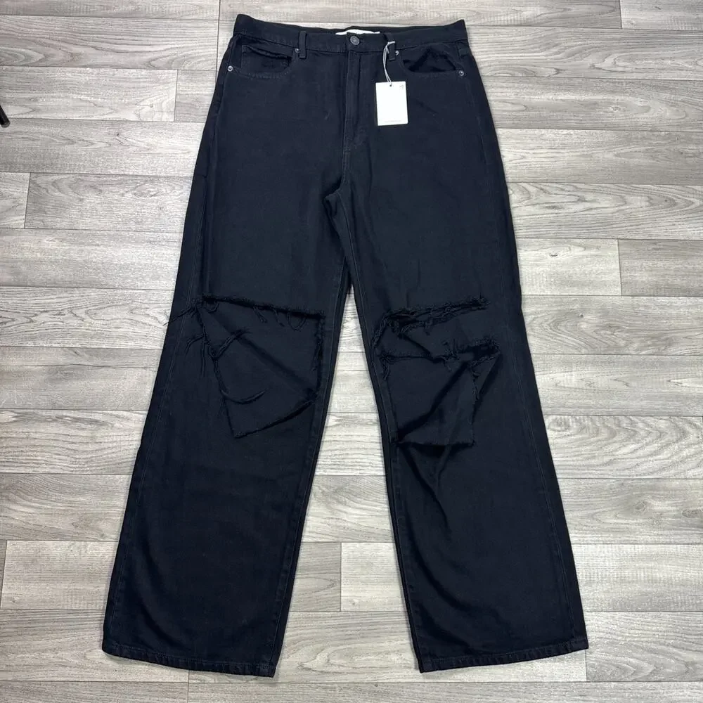 HIDDEN Logan Dad Denim Jeans High Rise Ripped Black Wash sz 30